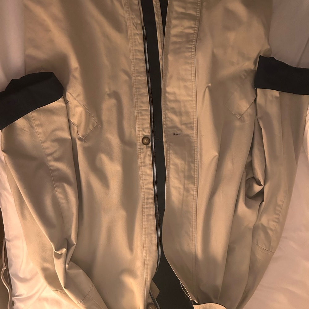 Men's Beige Trench Jacket with Black Trim